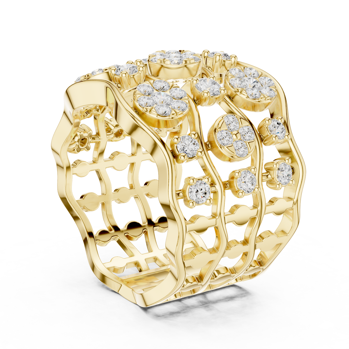 Gold 1Ct Cluster Multi Stone Round Lab Grown Diamond Elvara Ring