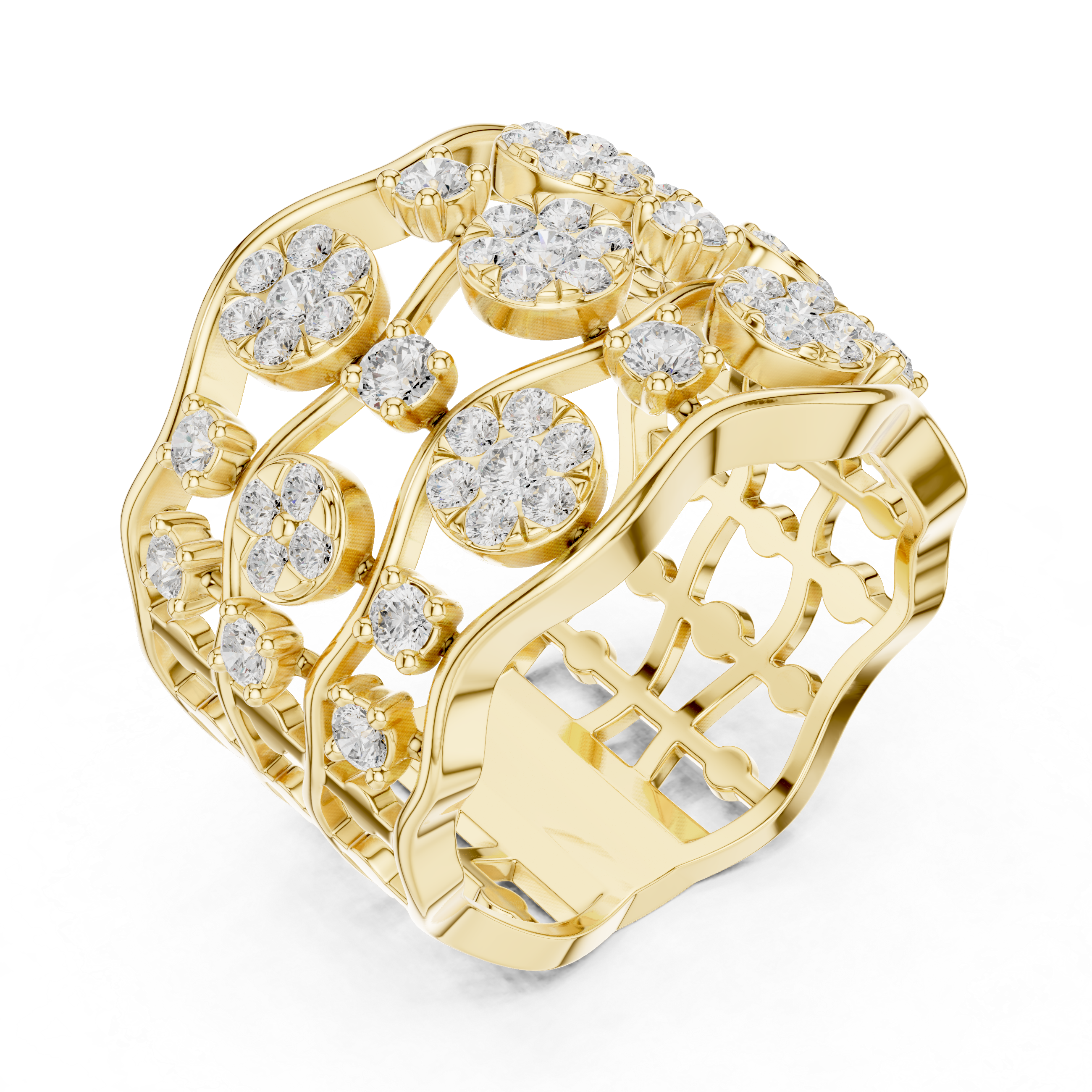 Gold 1Ct Cluster Multi Stone Round Lab Grown Diamond Elvara Ring