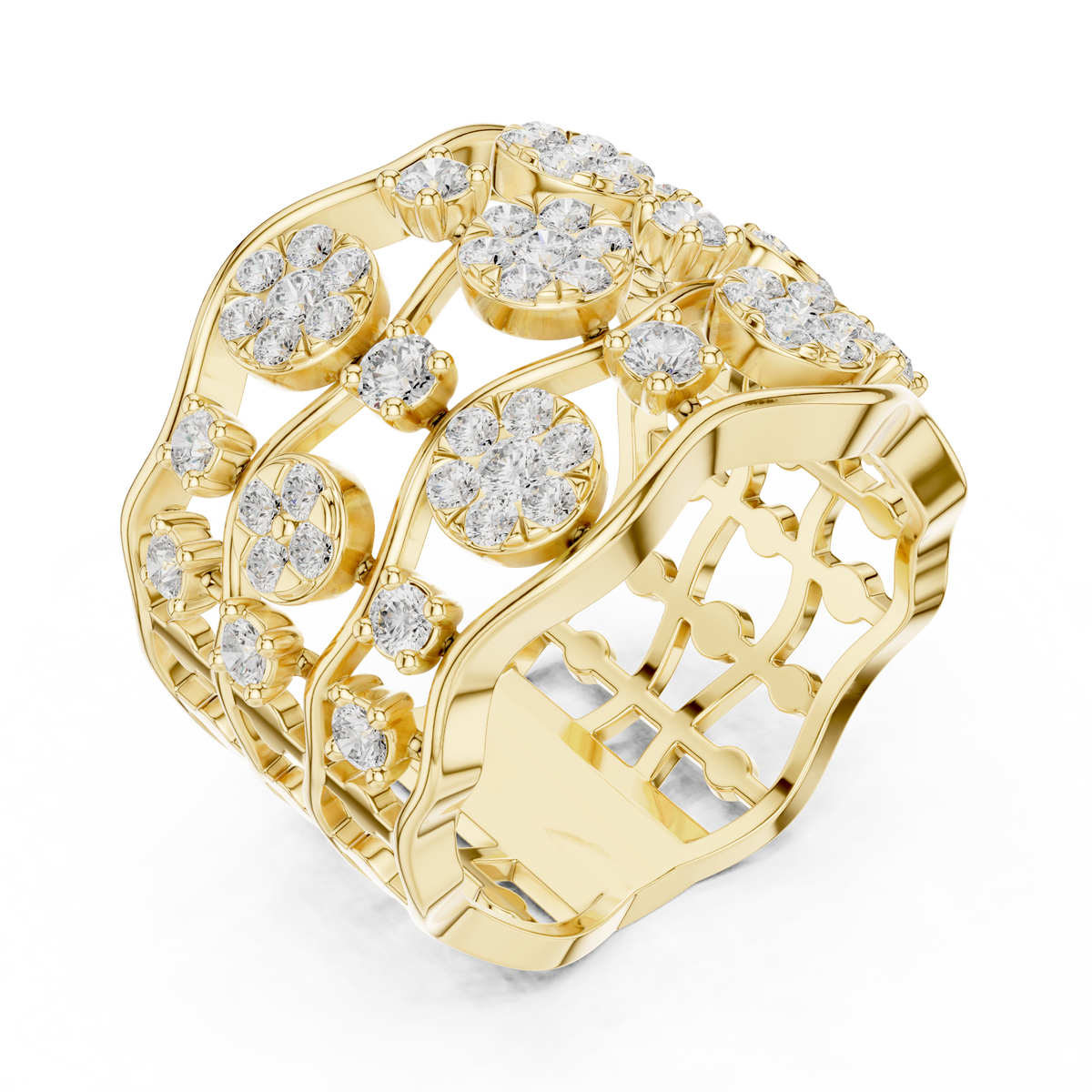 Gold 1Ct Cluster Multi Stone Round Lab Grown Diamond Elvara Ring