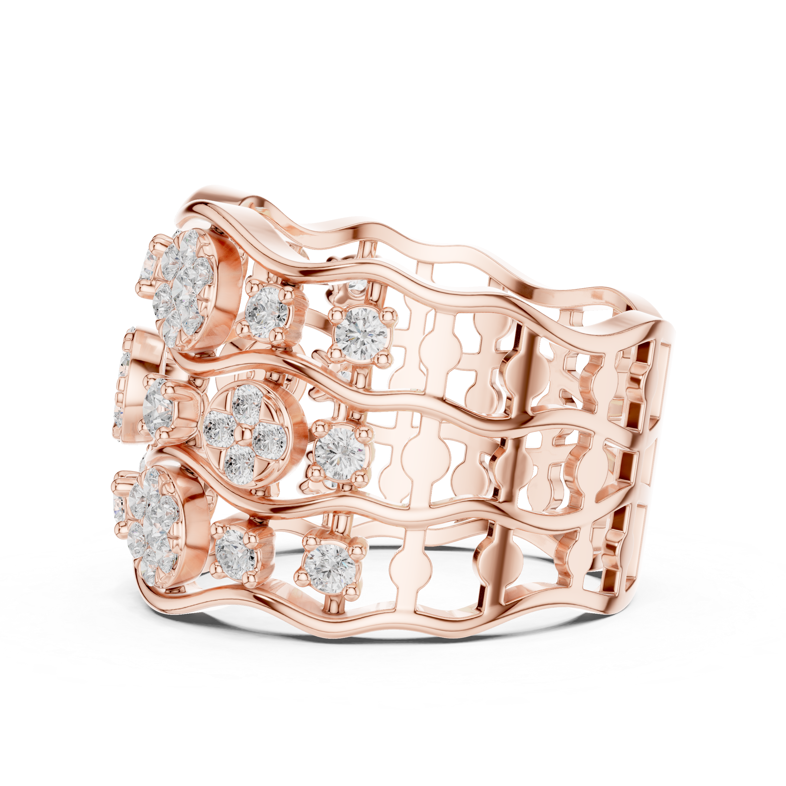 Gold 1Ct Cluster Multi Stone Round Lab Grown Diamond Elvara Ring