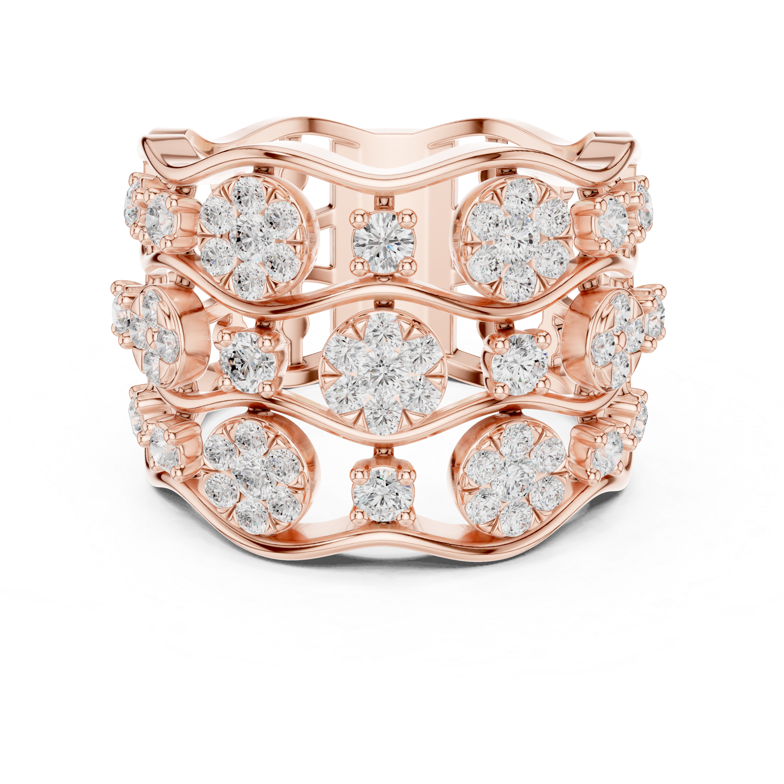 Gold 1Ct Cluster Multi Stone Round Lab Grown Diamond Elvara Ring