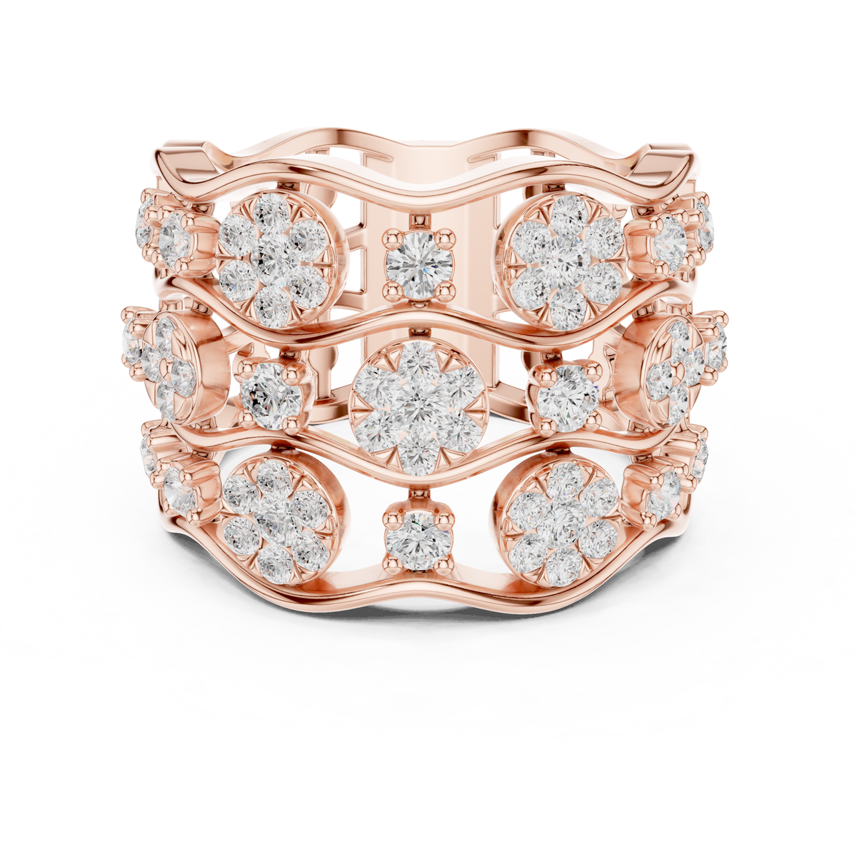Gold 1Ct Cluster Multi Stone Round Lab Grown Diamond Elvara Ring