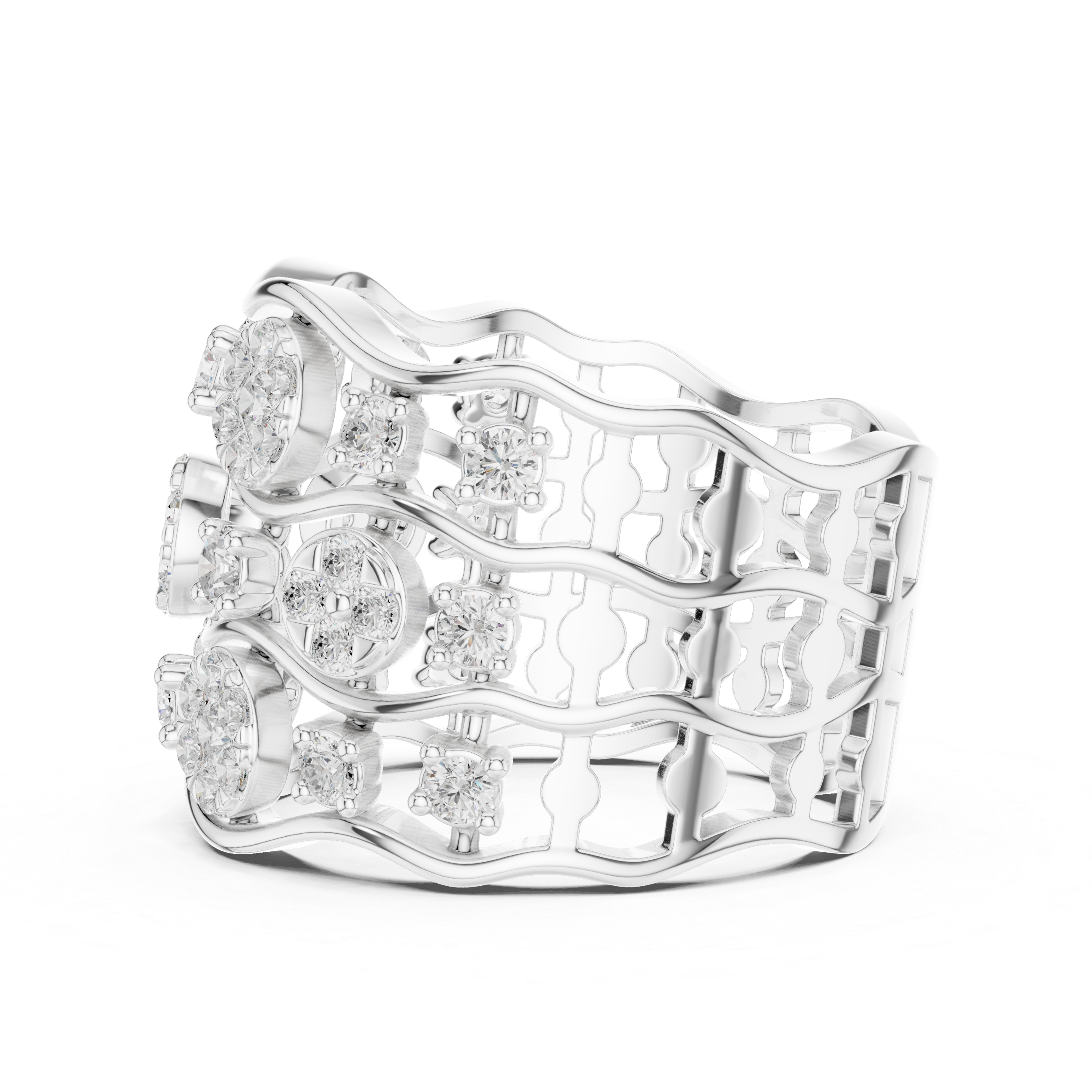 Gold 1Ct Cluster Multi Stone Round Lab Grown Diamond Elvara Ring