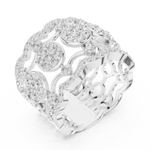 Gold Multi Row Pave Band Round Lab Grown Diamond Zerlyn Ring