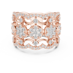 Gold Multi Row Pave Band Round Lab Grown Diamond Zerlyn Ring