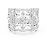 Gold Multi Row Pave Band Round Lab Grown Diamond Zerlyn Ring
