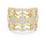 Gold Multi Row Pave Band Round Lab Grown Diamond Zerlyn Ring