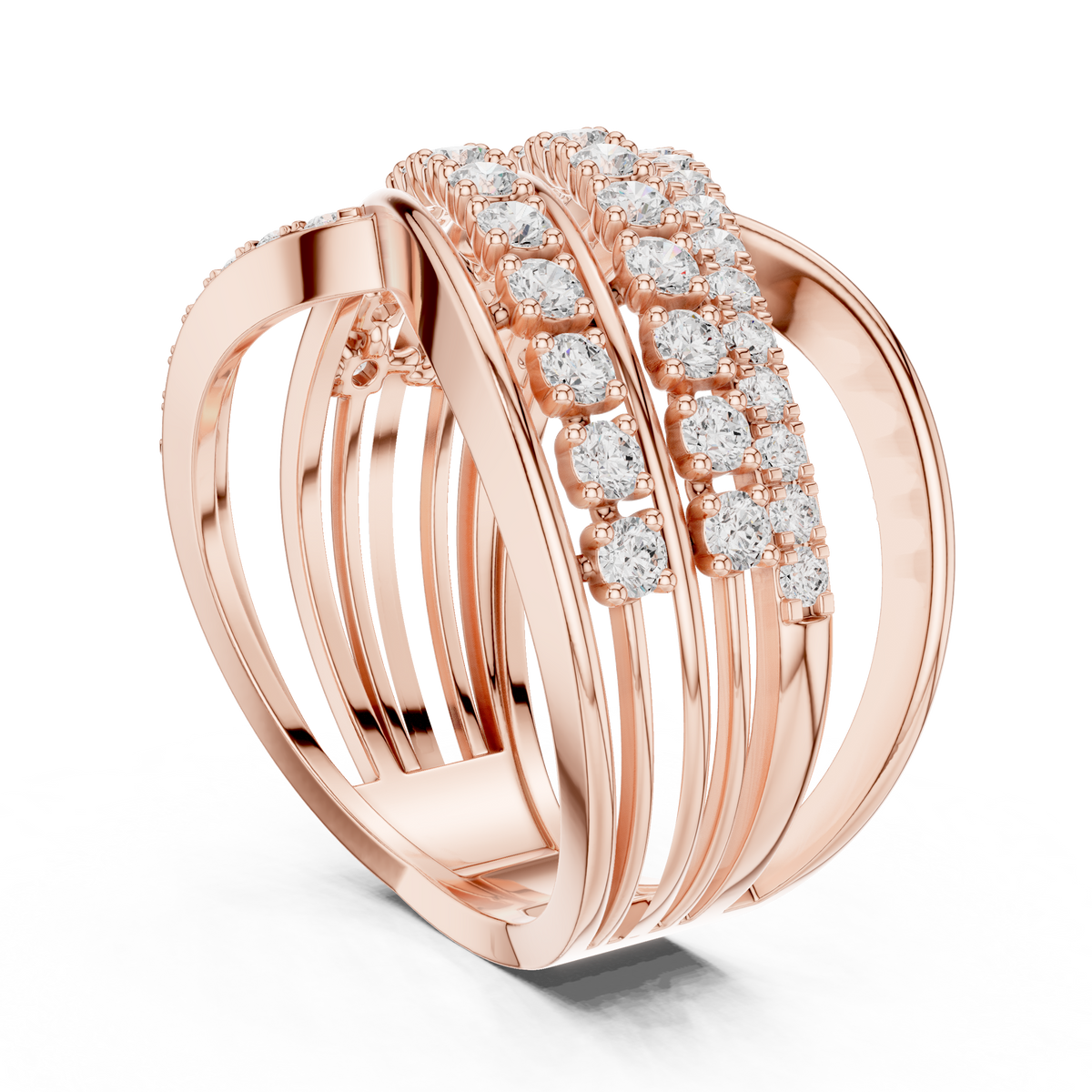 Gold Wrap Pave Round Lab Grown Diamond Noemis Ring