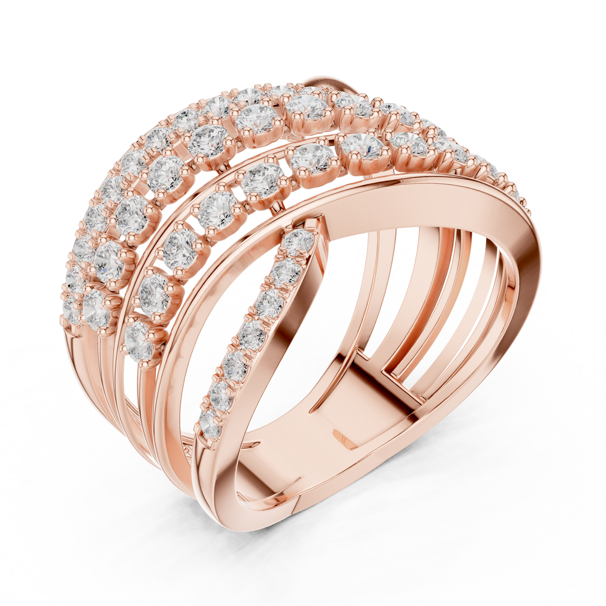 Gold Wrap Pave Round Lab Grown Diamond Noemis Ring