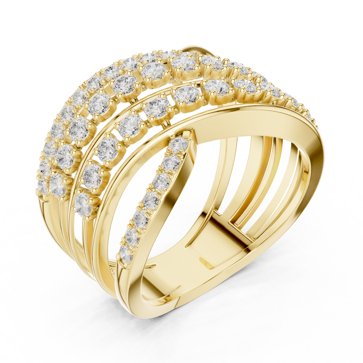 Gold Wrap Pave Round Lab Grown Diamond Noemis Ring