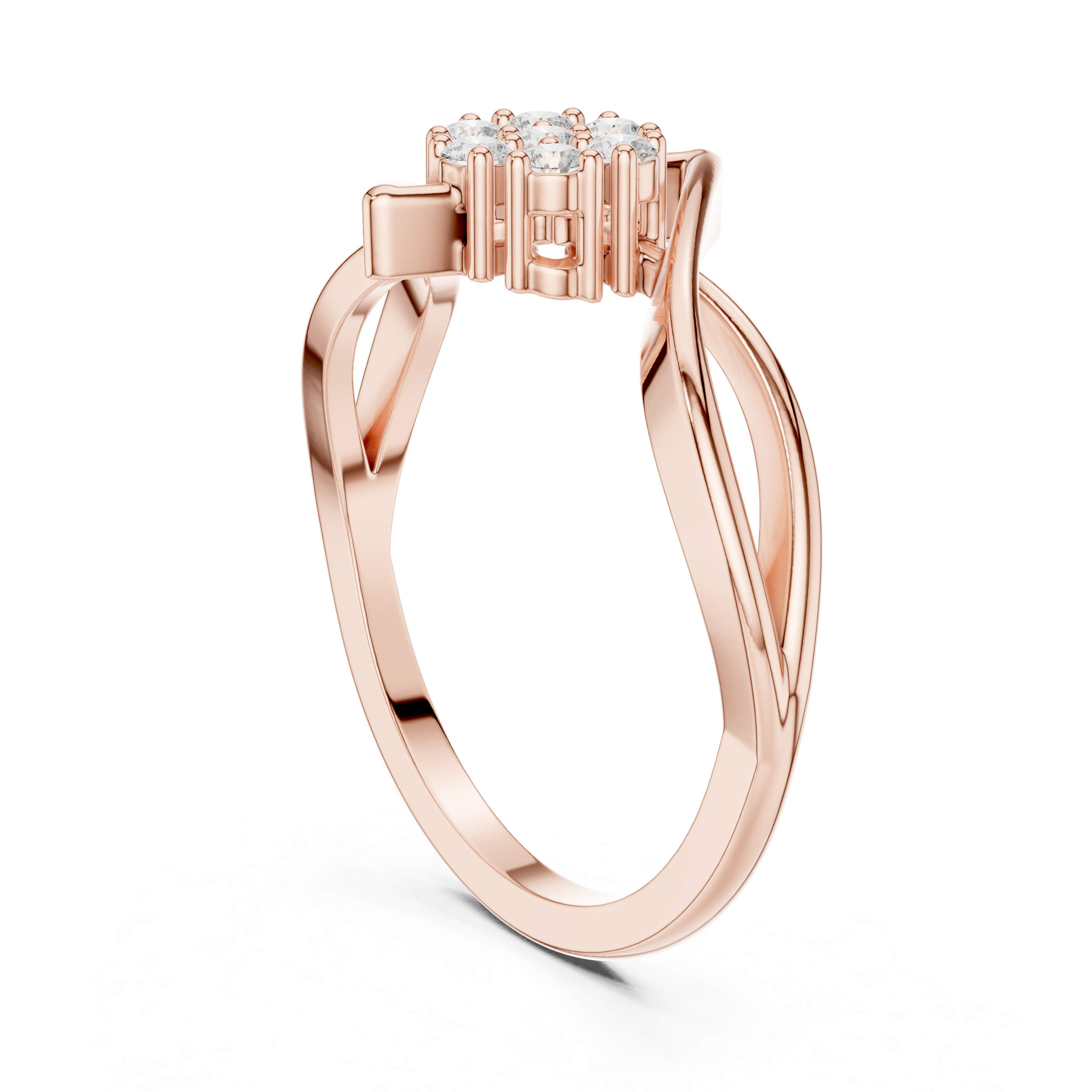 Gold Cluster Setting Round Lab Grown Diamond Avelin Ring