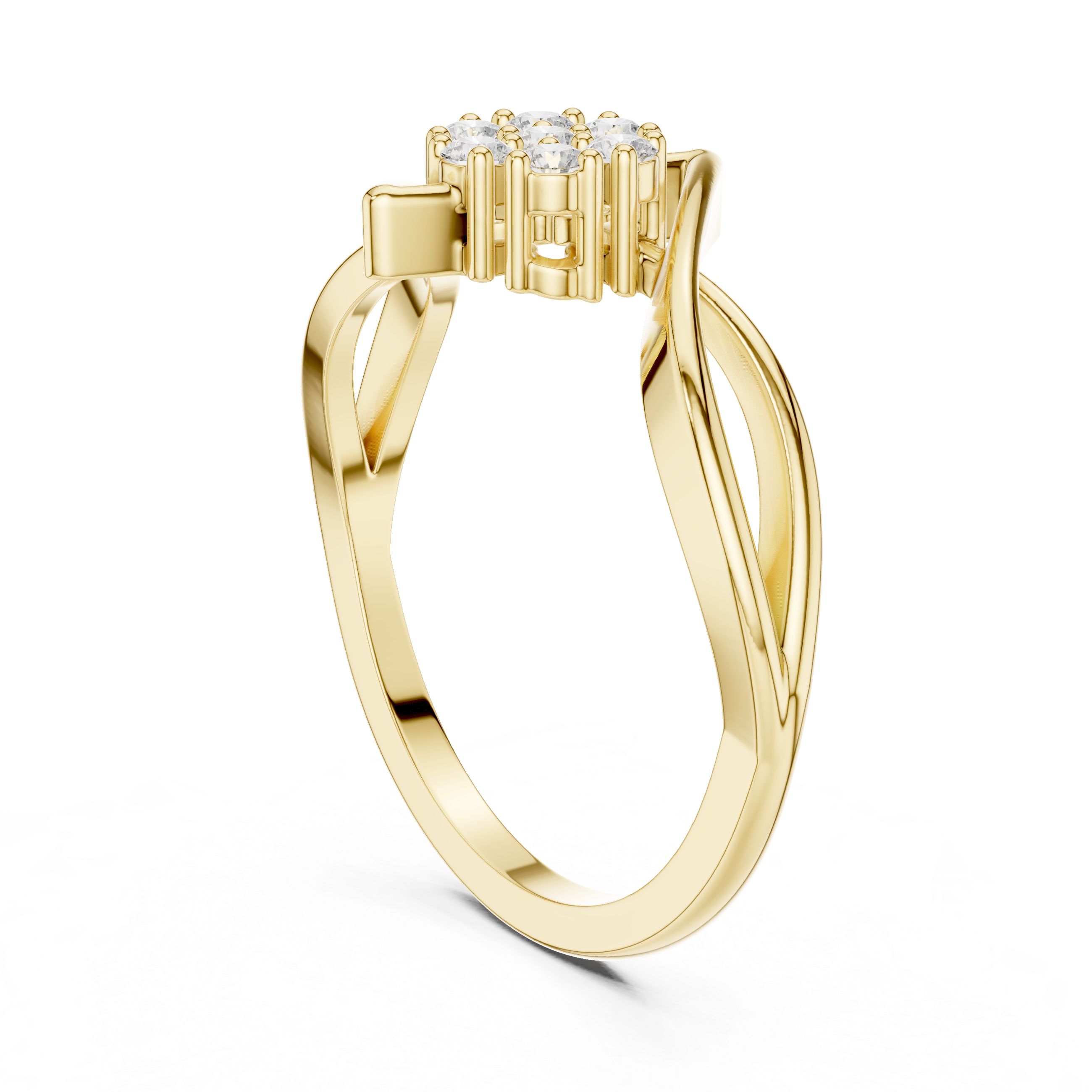 Gold Cluster Setting Round Lab Grown Diamond Avelin Ring