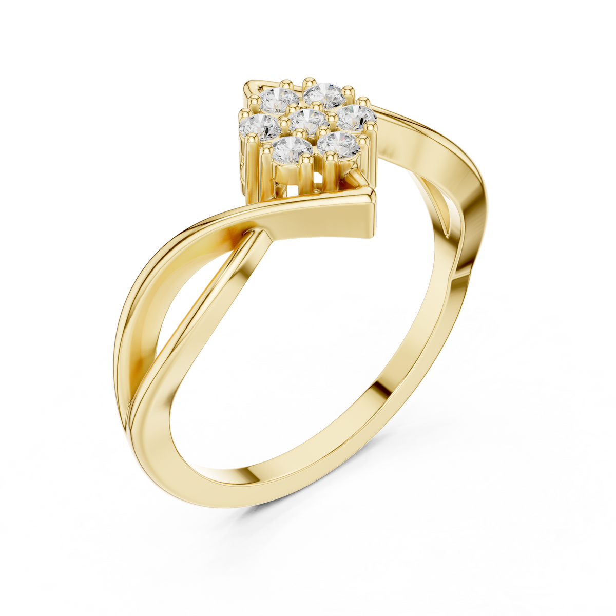 Gold Cluster Setting Round Lab Grown Diamond Avelin Ring