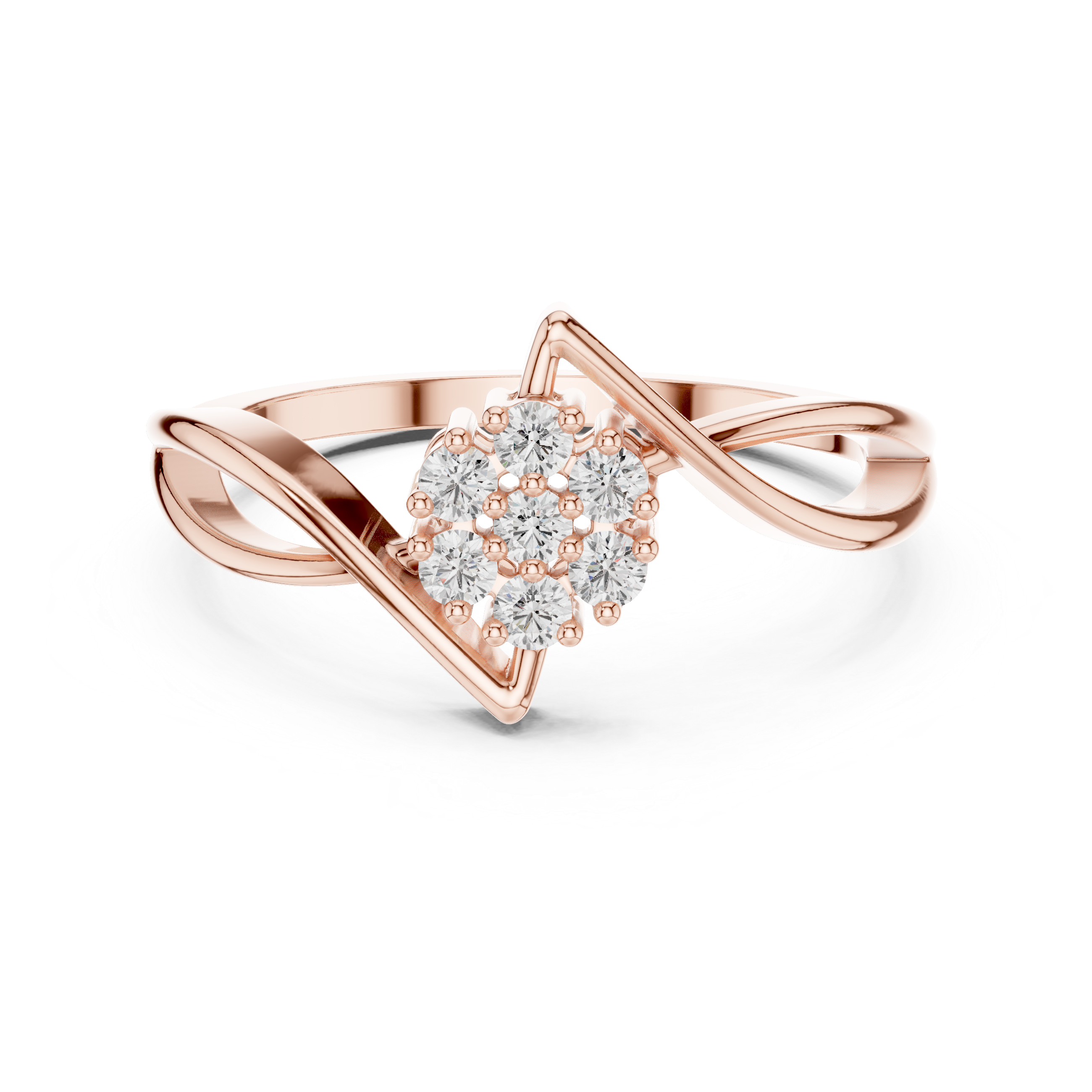 Gold Cluster Setting Round Lab Grown Diamond Avelin Ring