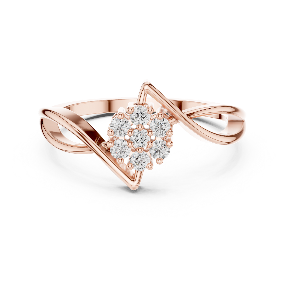 Gold Cluster Setting Round Lab Grown Diamond Avelin Ring
