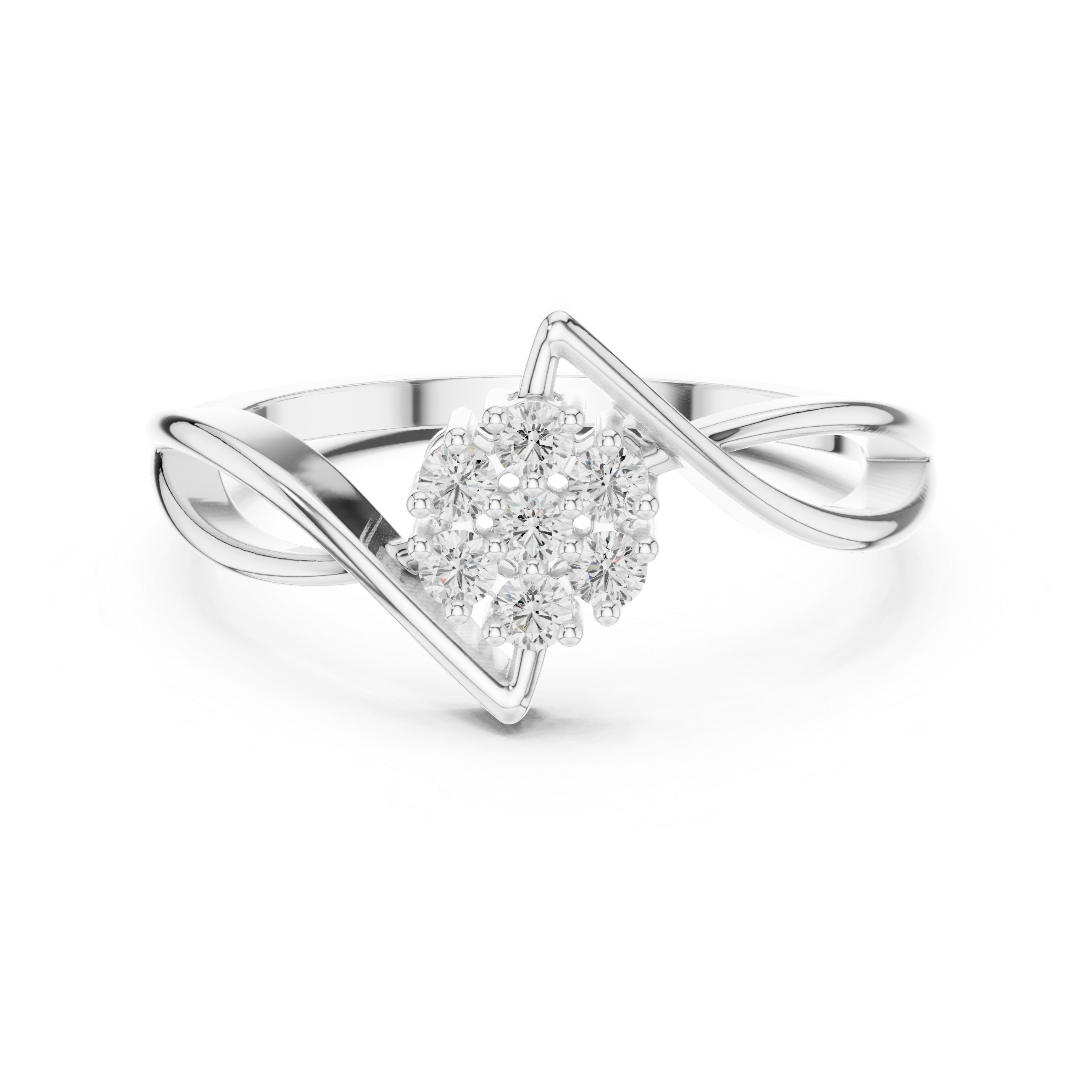 Gold Cluster Setting Round Lab Grown Diamond Avelin Ring