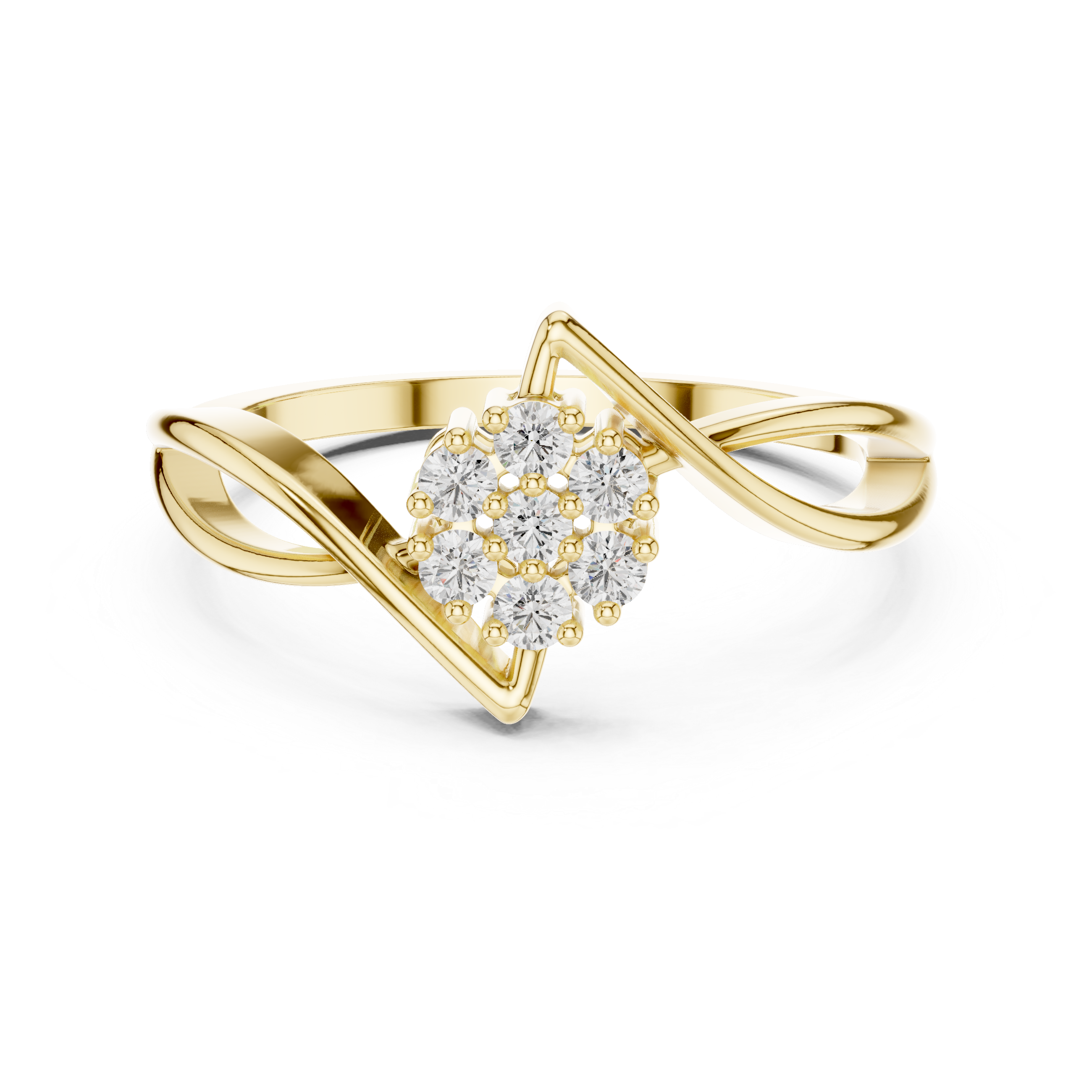 Gold Cluster Setting Round Lab Grown Diamond Avelin Ring
