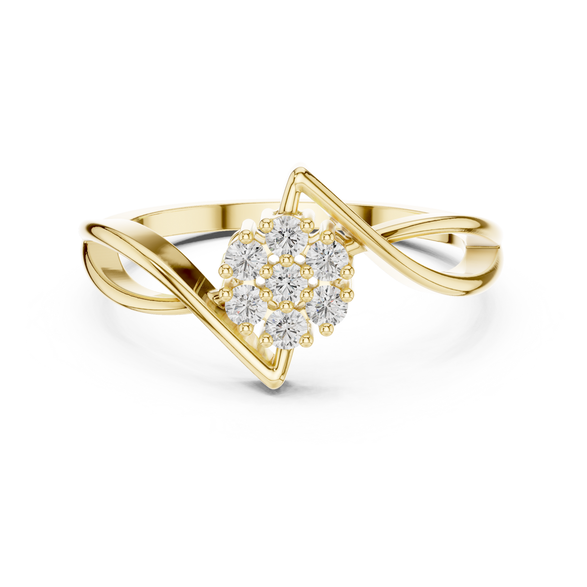 Gold Cluster Setting Round Lab Grown Diamond Avelin Ring
