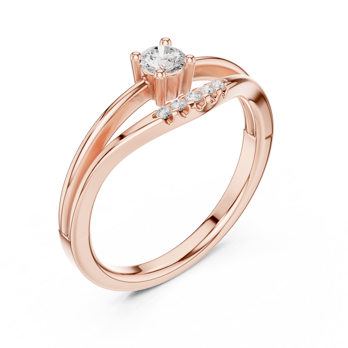 Gold Pave Setting Round Lab Grown Diamond Elora Ring