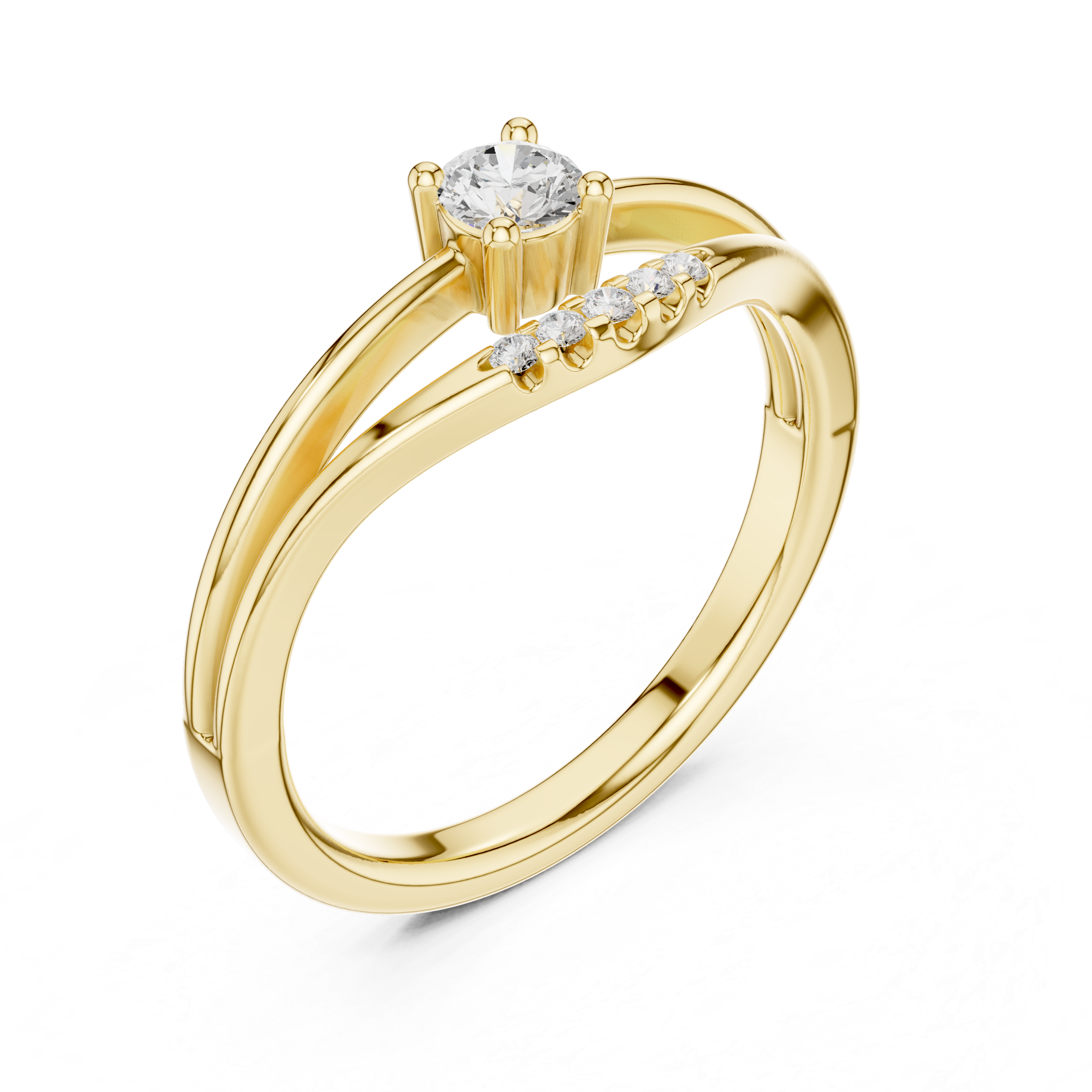 Gold Pave Setting Round Lab Grown Diamond Elora Ring