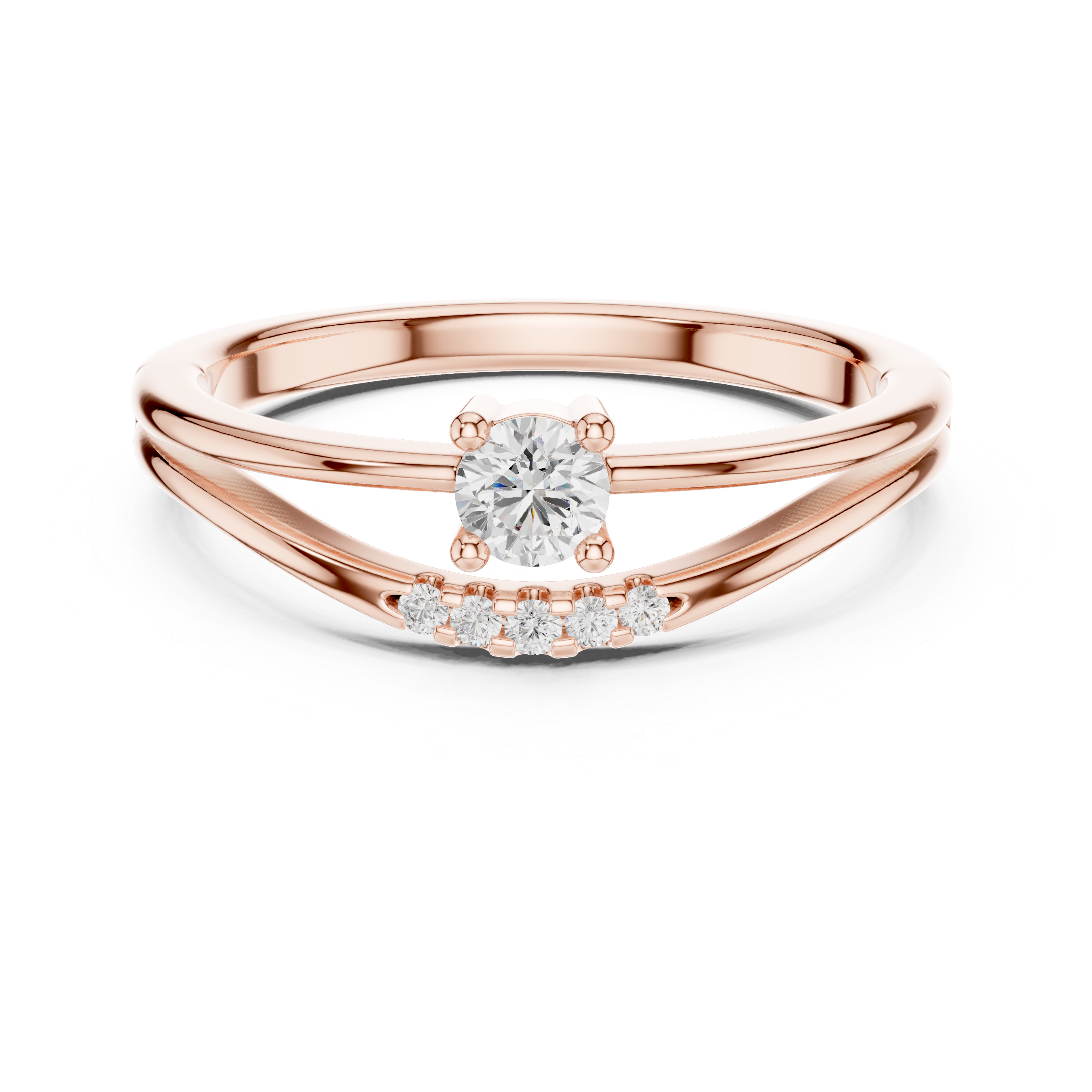 Gold Pave Setting Round Lab Grown Diamond Elora Ring