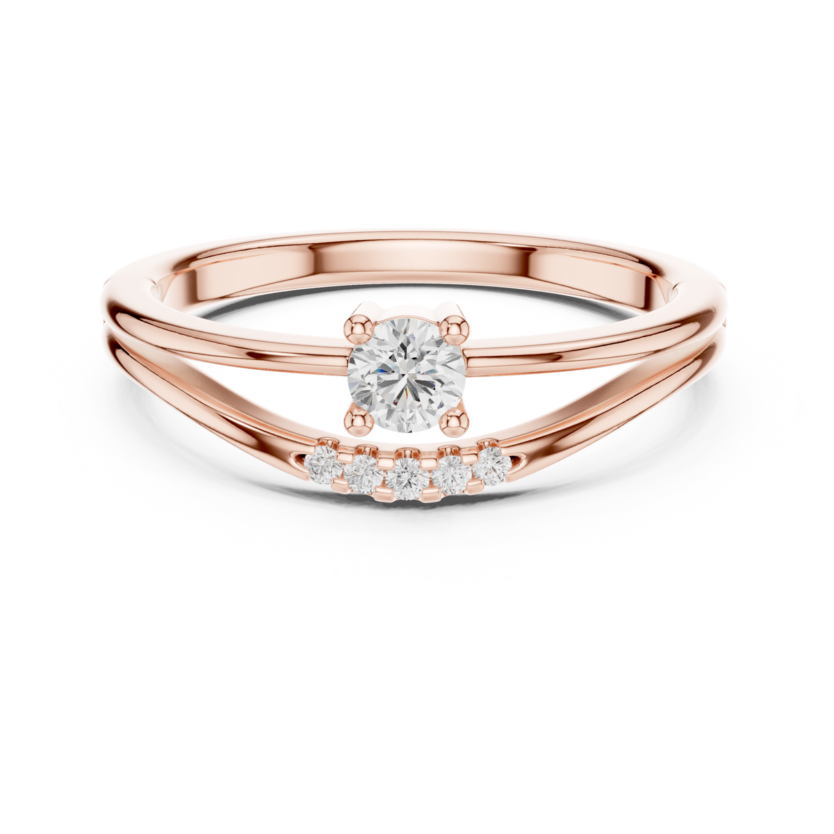 Gold Pave Setting Round Lab Grown Diamond Elora Ring