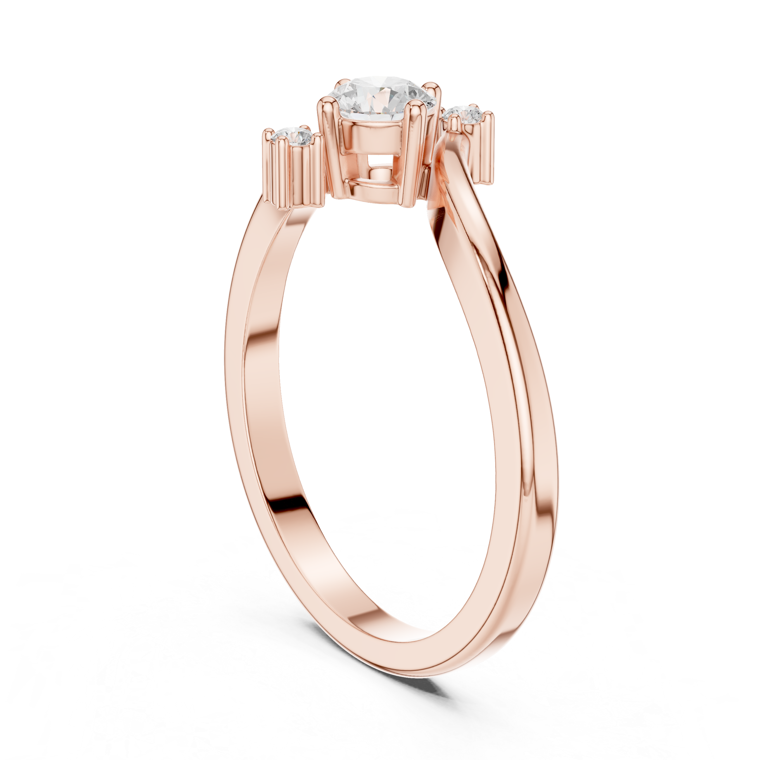 Gold Floral Cluster Prong Round Lab Grown Diamond Arxel Ring