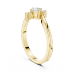 Gold Floral Cluster Prong Round Lab Grown Diamond Arxel Ring