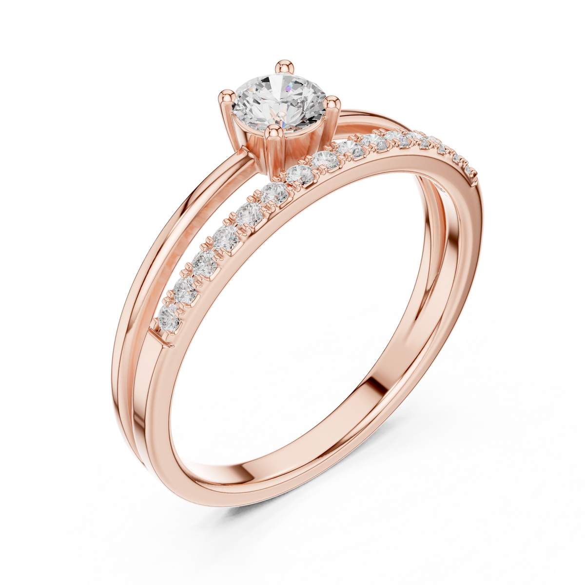 Gold Channel With Solitaire Round Lab Grown Diamond Nirel Ring