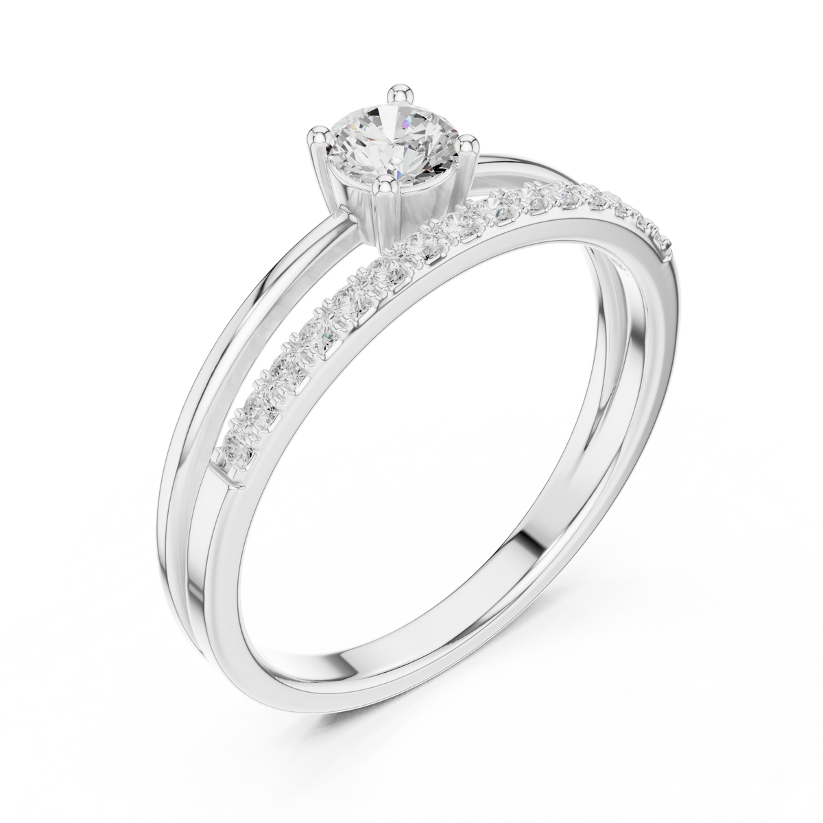 Gold Channel With Solitaire Round Lab Grown Diamond Nirel Ring