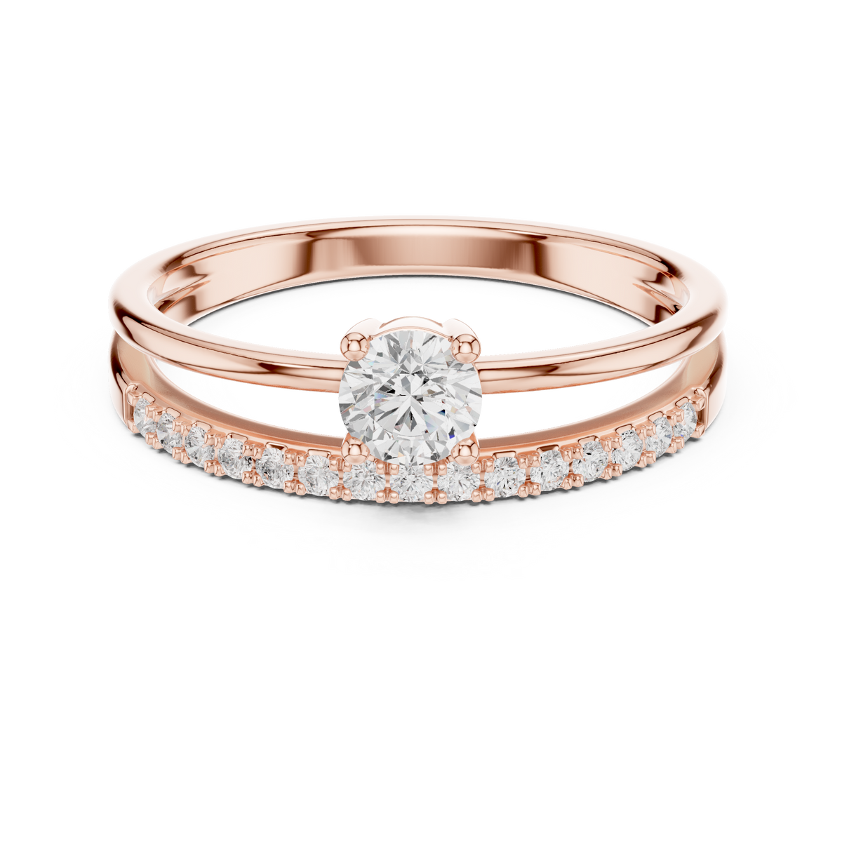 Gold Channel With Solitaire Round Lab Grown Diamond Nirel Ring