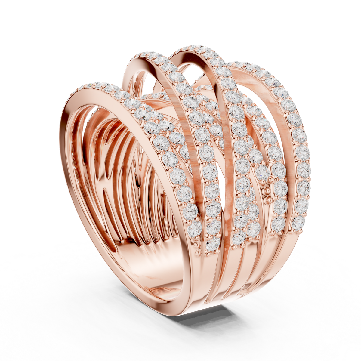 Gold 2Ct Multi Row Pave Round Lab Grown Diamond Calyn Ring