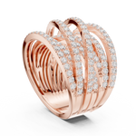 Gold 2Ct Multi Row Pave Round Lab Grown Diamond Calyn Ring