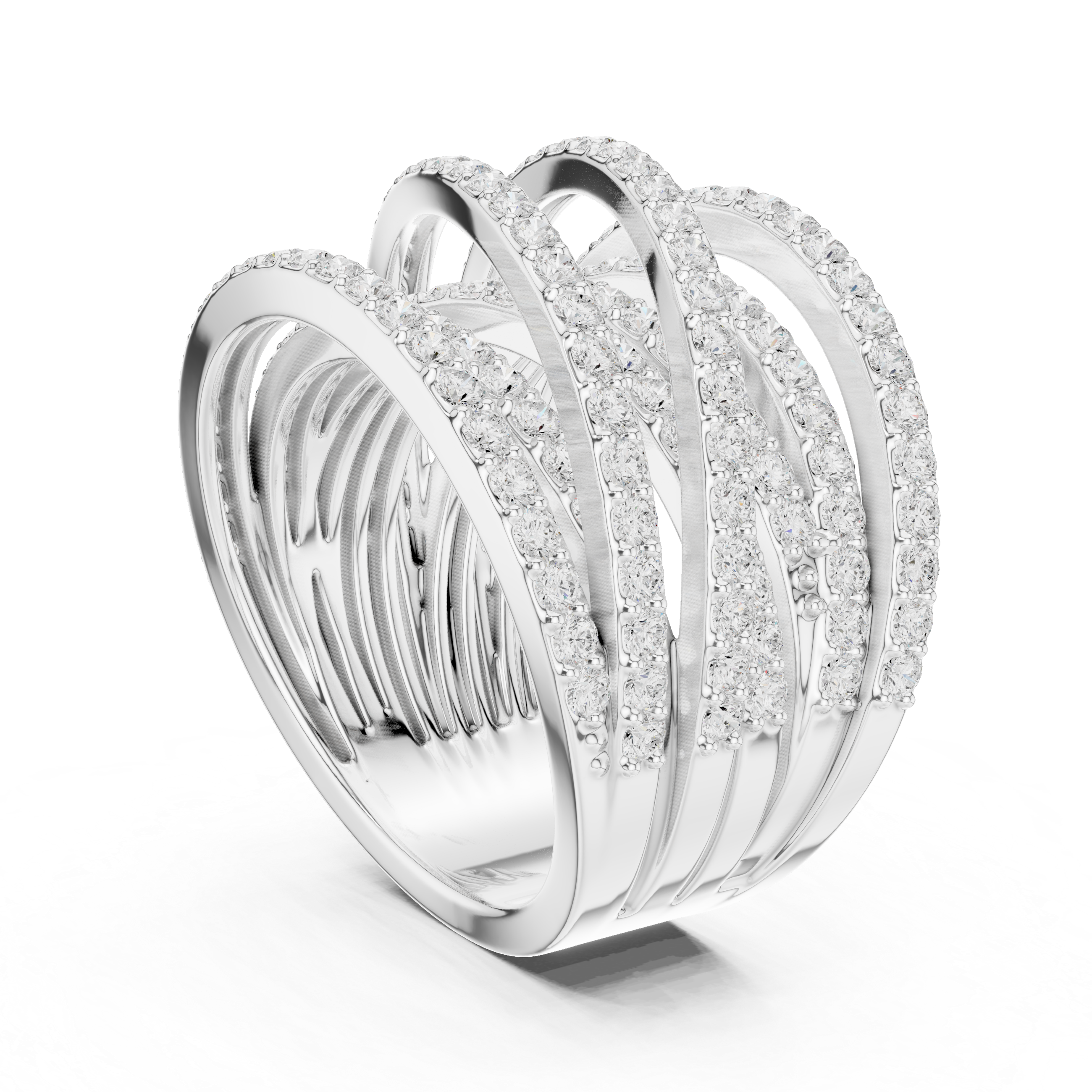 Gold 2Ct Multi Row Pave Round Lab Grown Diamond Calyn Ring