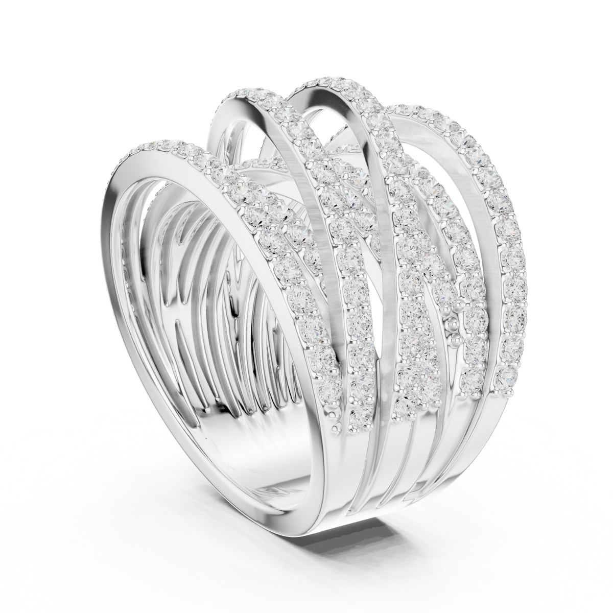 Gold 2Ct Multi Row Pave Round Lab Grown Diamond Calyn Ring