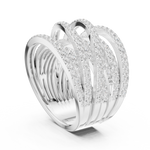Gold 2Ct Multi Row Pave Round Lab Grown Diamond Calyn Ring