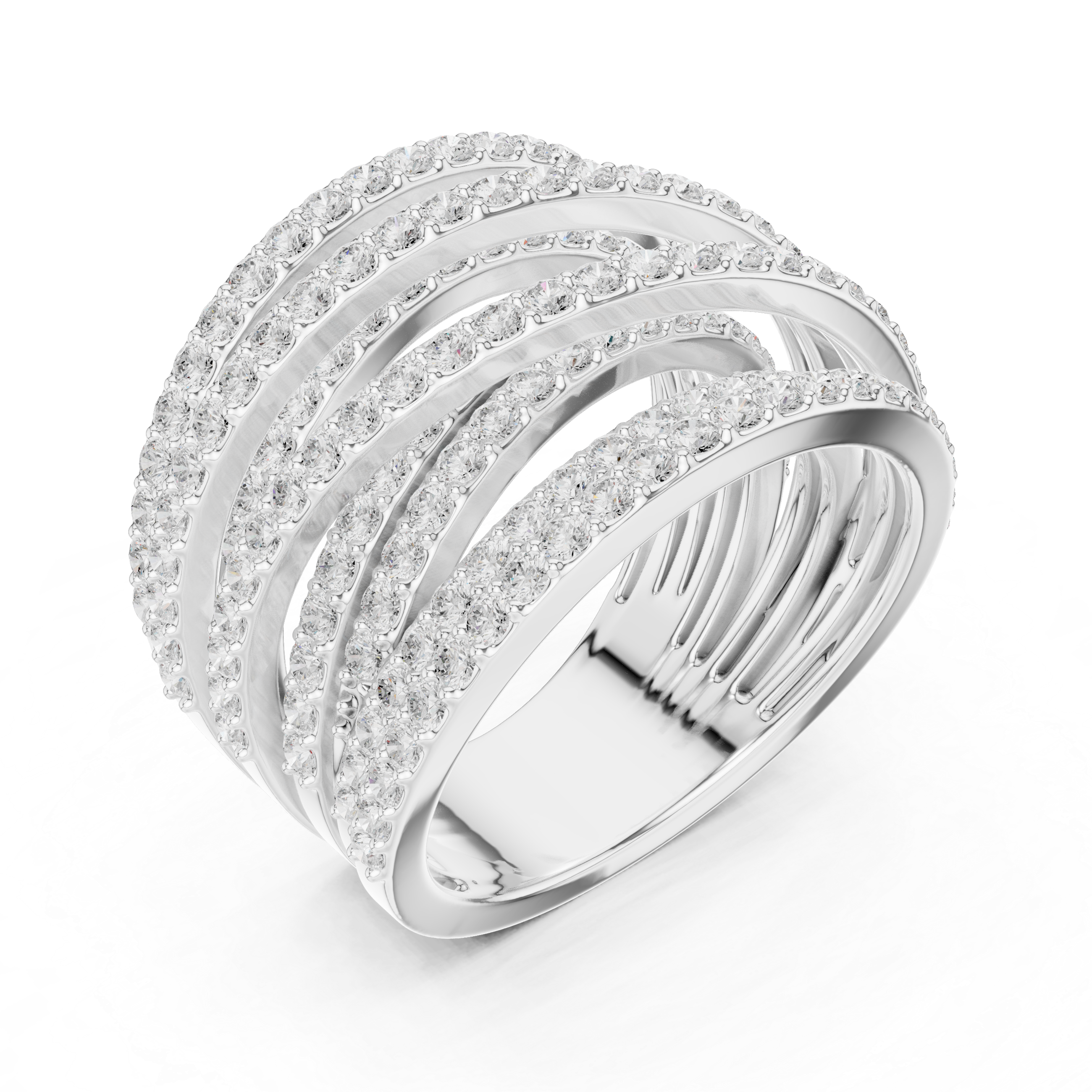 Gold 2Ct Multi Row Pave Round Lab Grown Diamond Calyn Ring