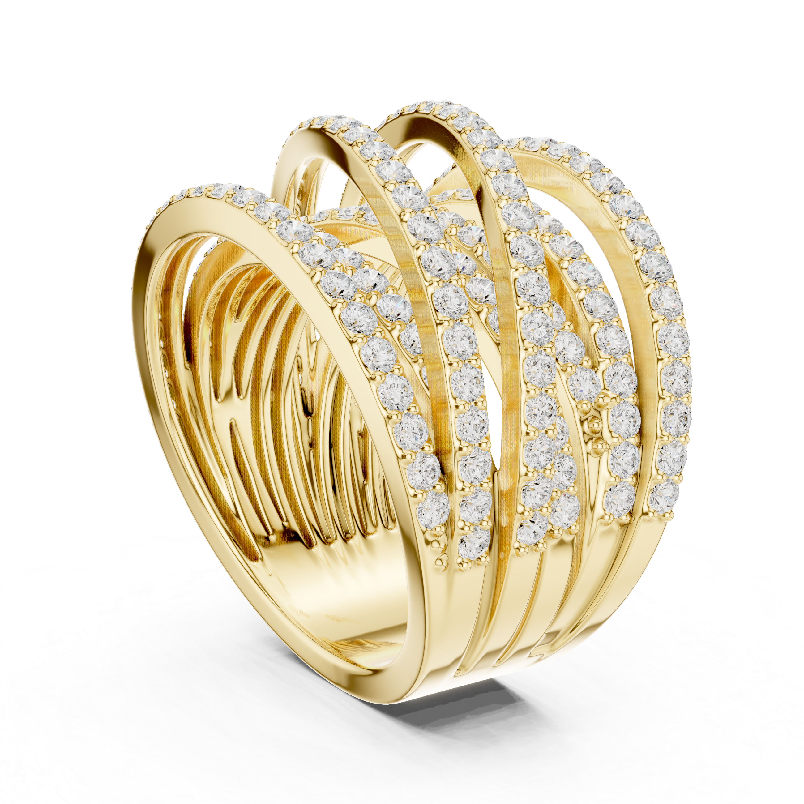 Gold 2Ct Multi Row Pave Round Lab Grown Diamond Calyn Ring