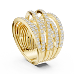 Gold 2Ct Multi Row Pave Round Lab Grown Diamond Calyn Ring
