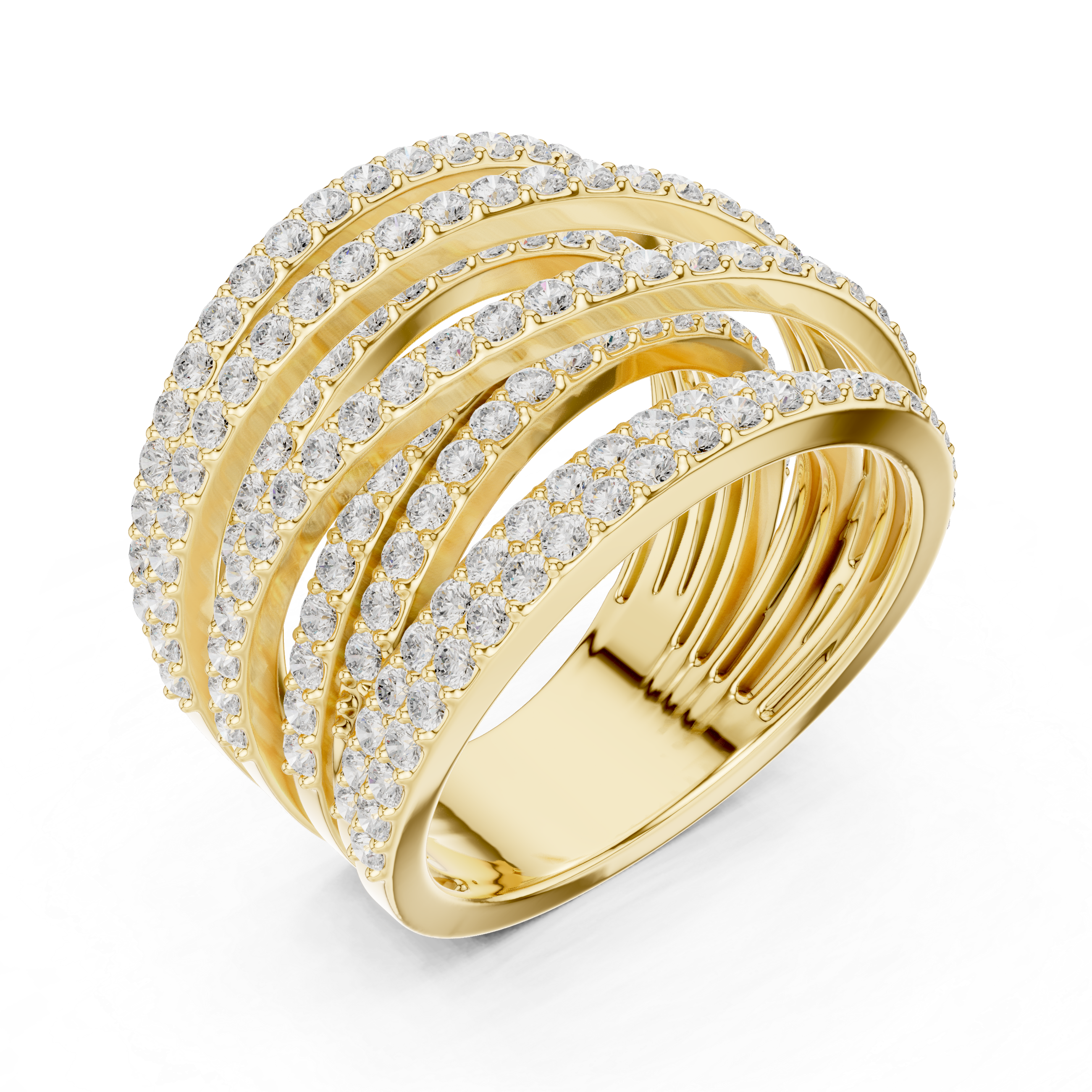 Gold 2Ct Multi Row Pave Round Lab Grown Diamond Calyn Ring