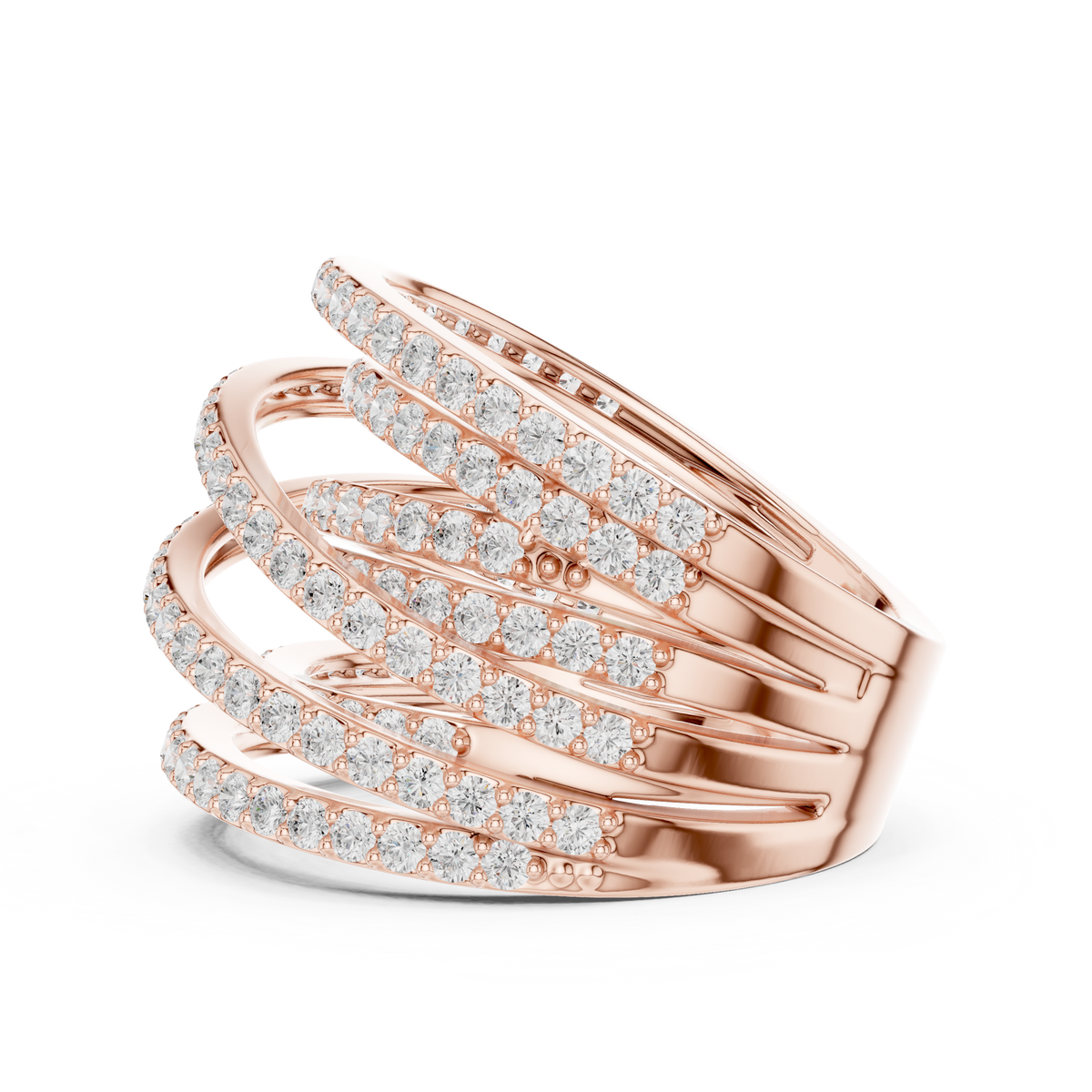 Gold 2Ct Multi Row Pave Round Lab Grown Diamond Calyn Ring