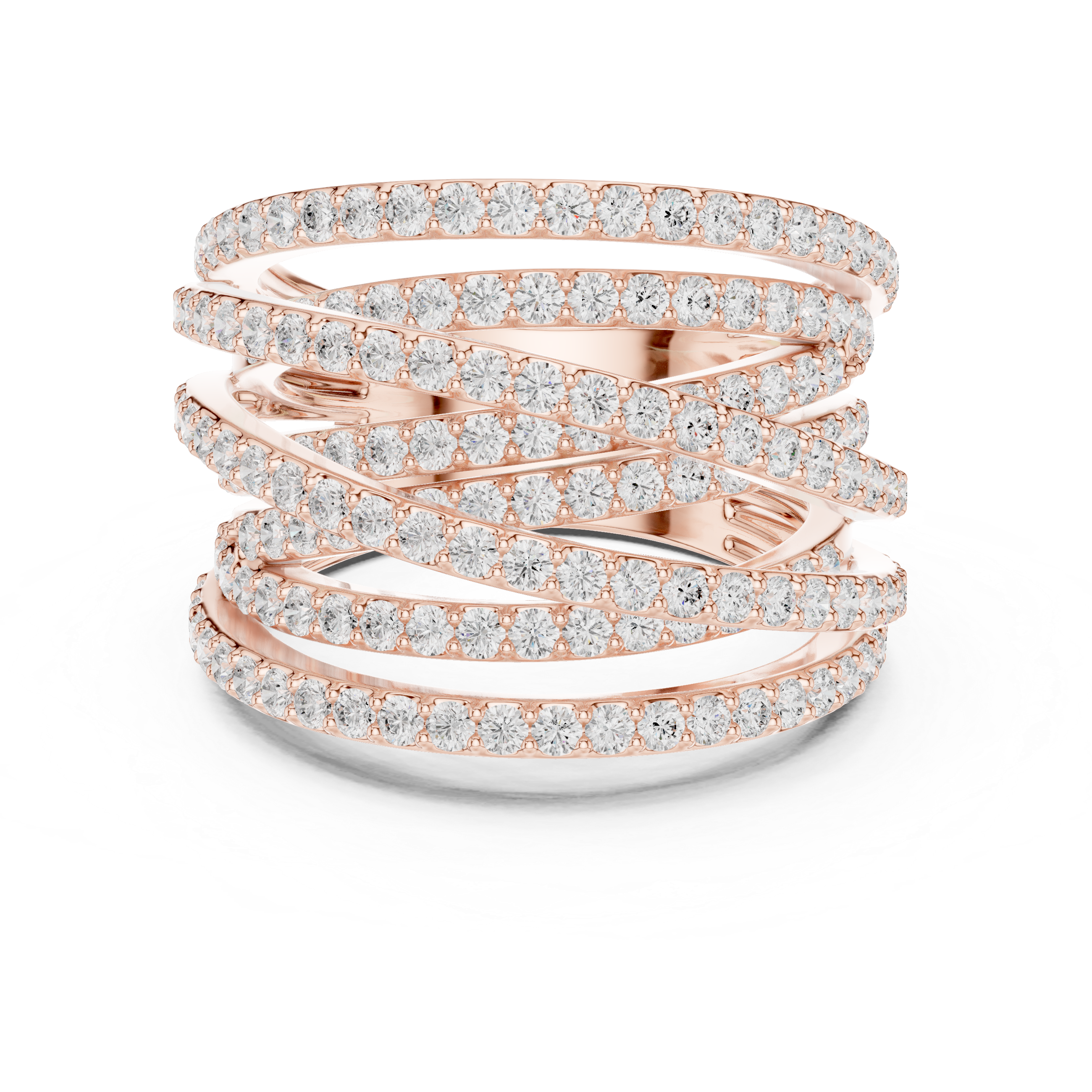 Gold 2Ct Multi Row Pave Round Lab Grown Diamond Calyn Ring