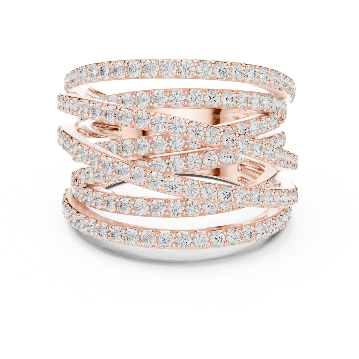 Gold 2Ct Multi Row Pave Round Lab Grown Diamond Calyn Ring