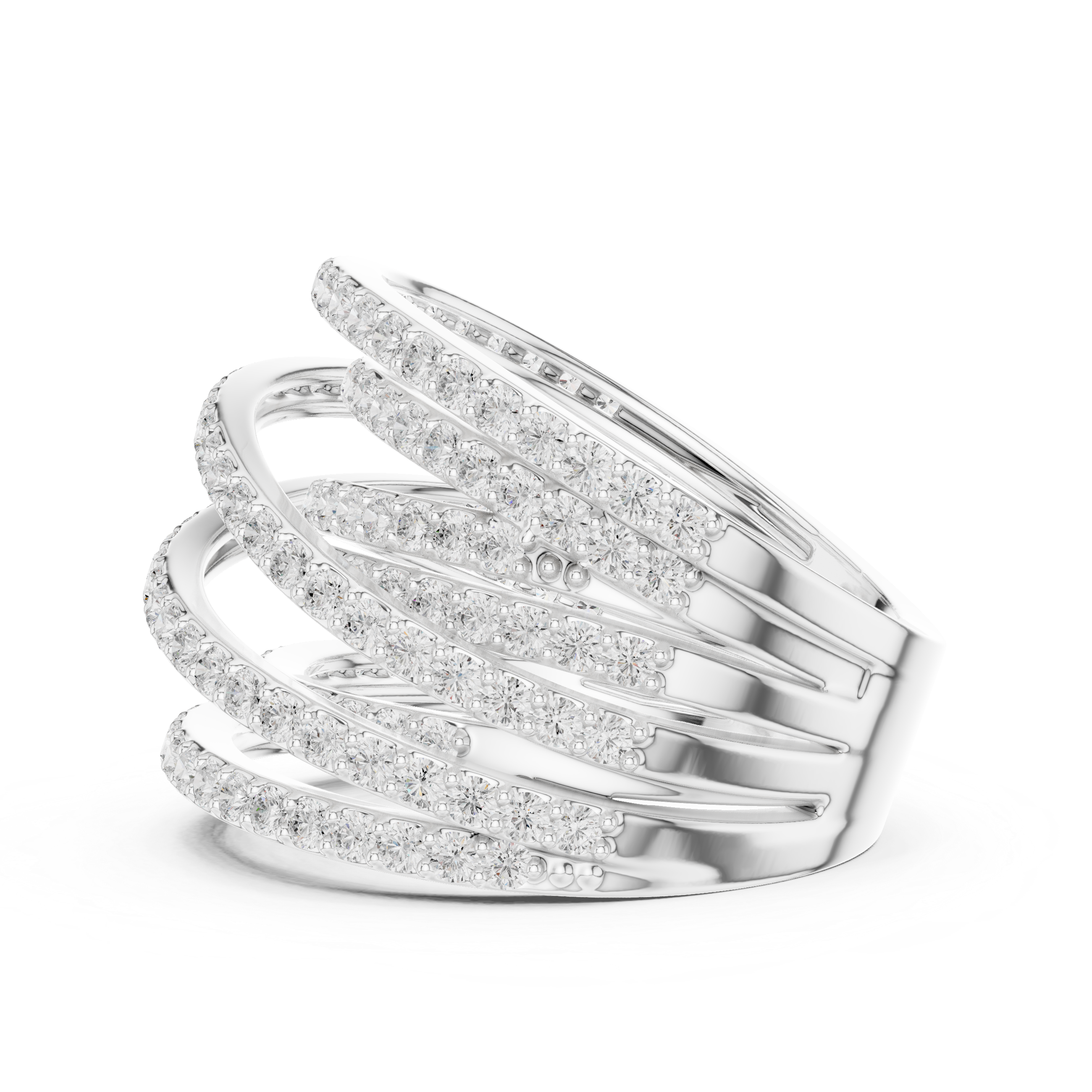Gold 2Ct Multi Row Pave Round Lab Grown Diamond Calyn Ring