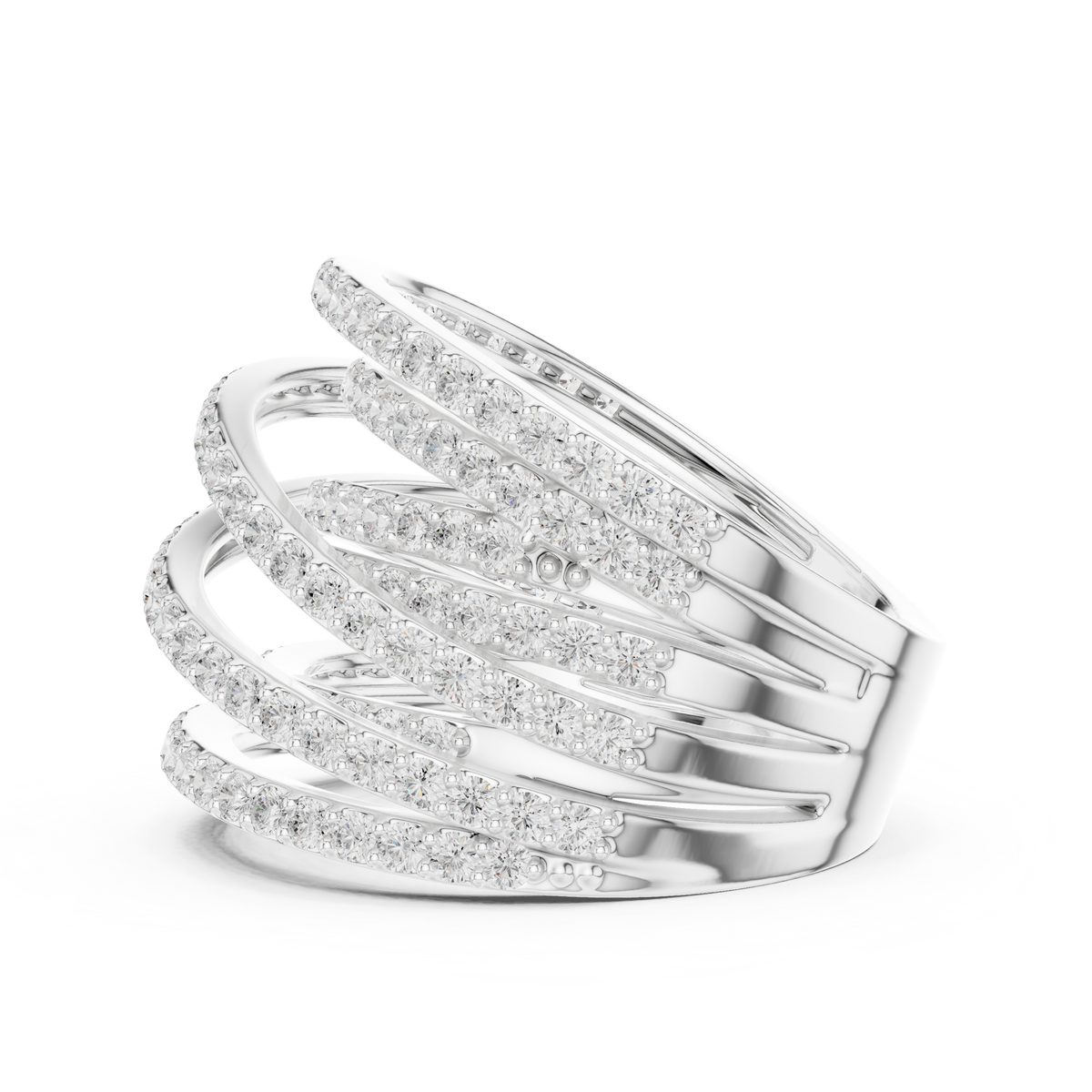 Gold 2Ct Multi Row Pave Round Lab Grown Diamond Calyn Ring