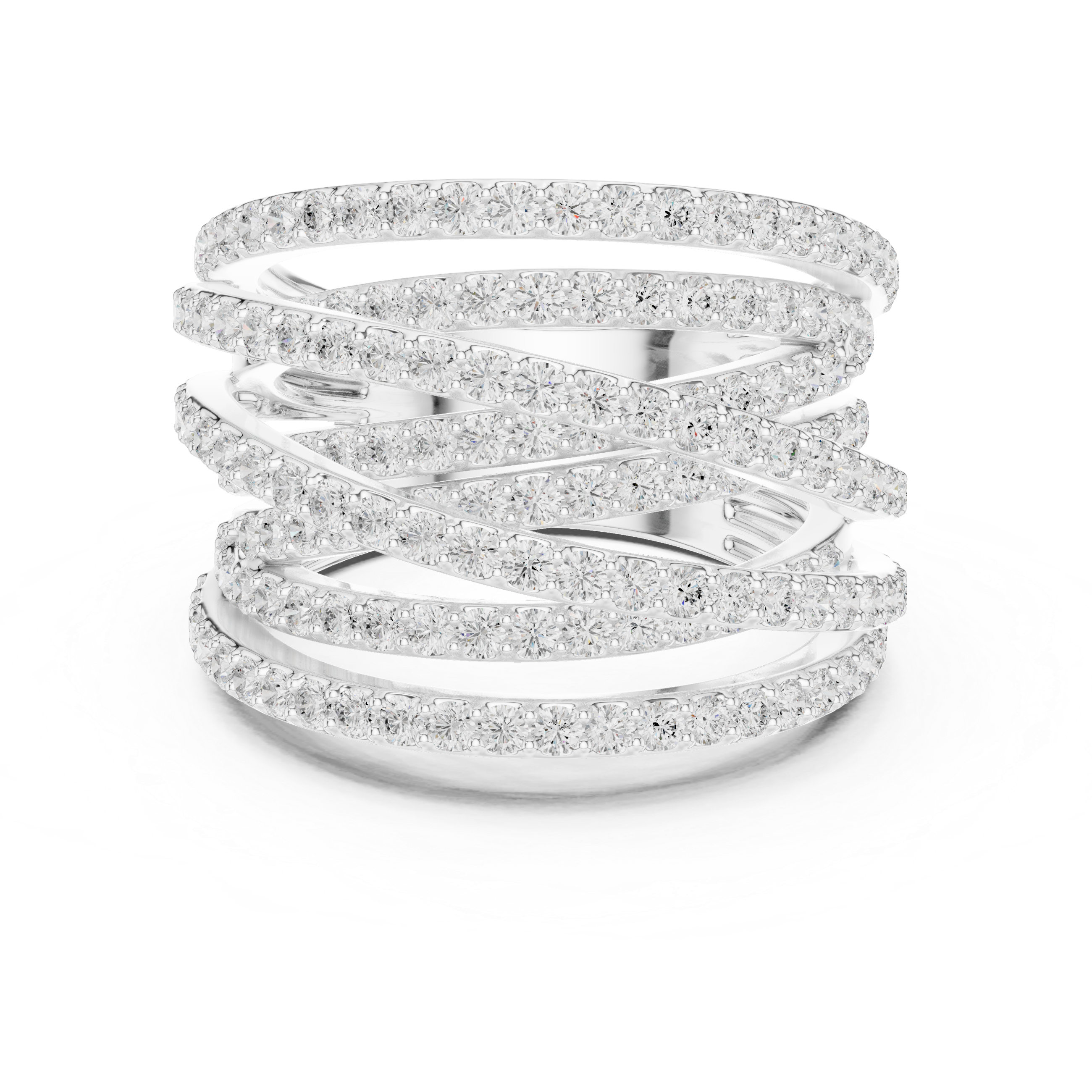 Gold 2Ct Multi Row Pave Round Lab Grown Diamond Calyn Ring
