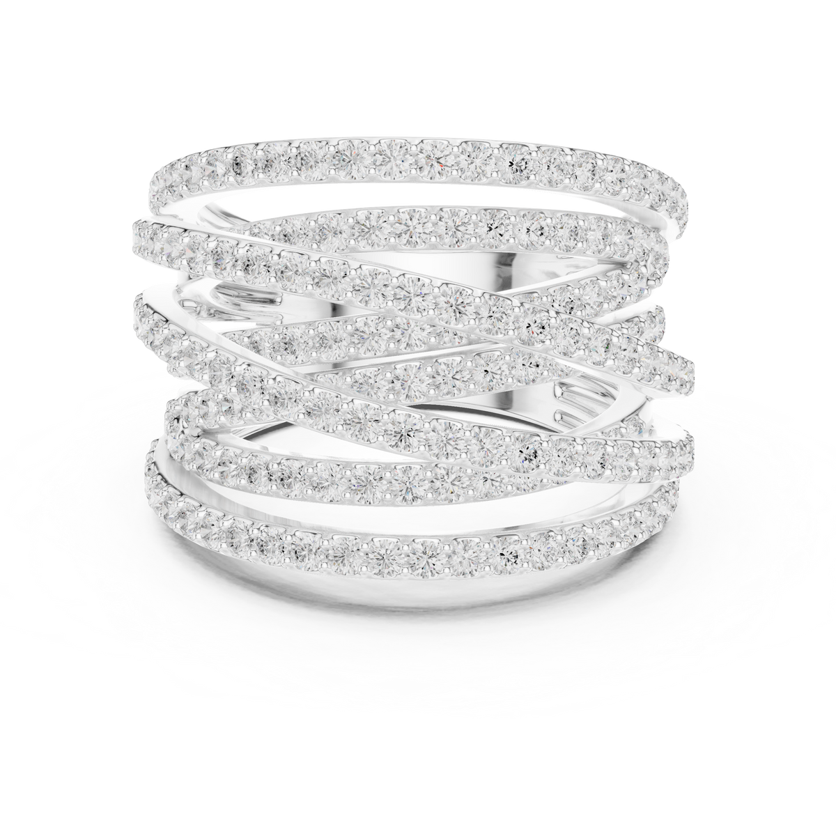Gold 2Ct Multi Row Pave Round Lab Grown Diamond Calyn Ring