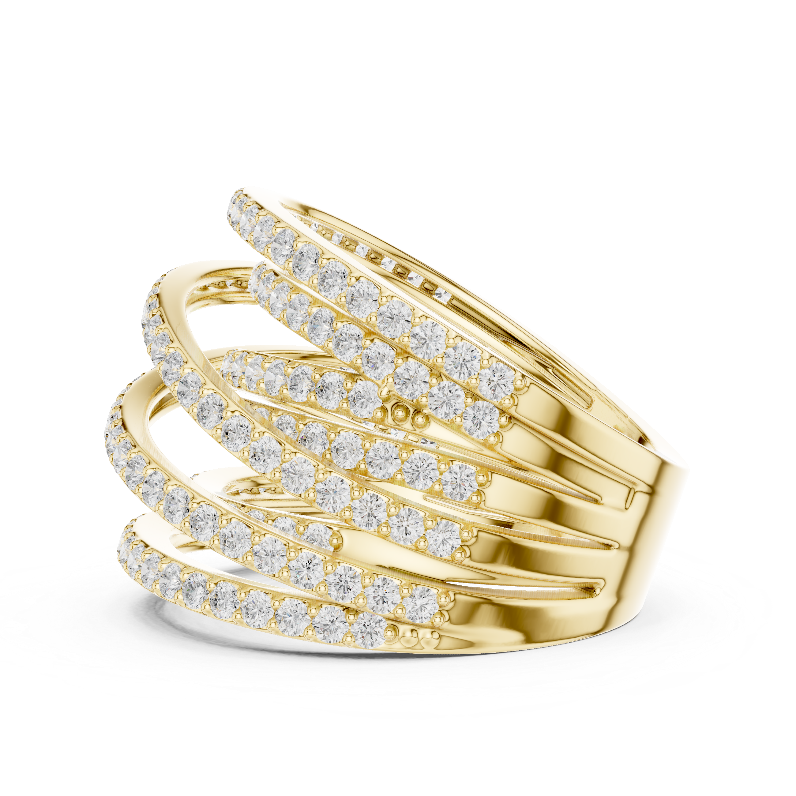 Gold 2Ct Multi Row Pave Round Lab Grown Diamond Calyn Ring