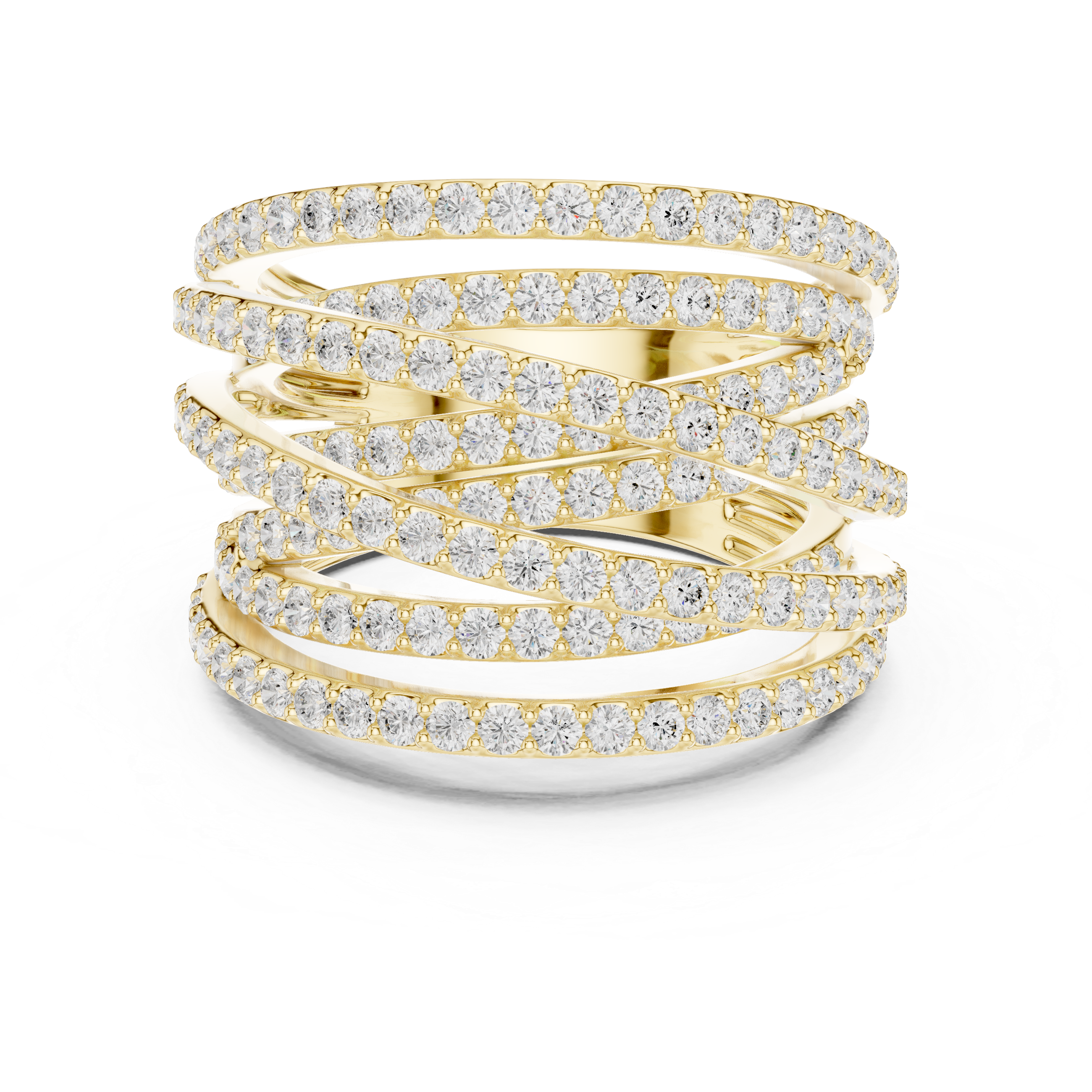 Gold 2Ct Multi Row Pave Round Lab Grown Diamond Calyn Ring