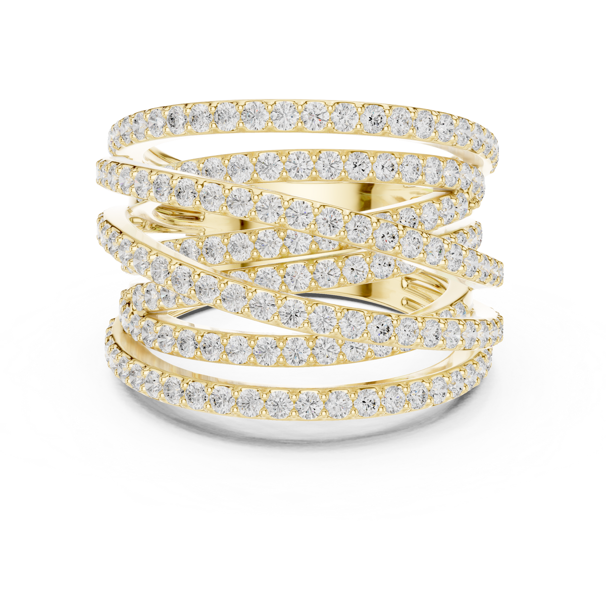 Gold 2Ct Multi Row Pave Round Lab Grown Diamond Calyn Ring